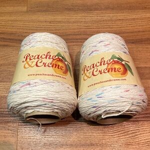 Peaches & Creme Yarn 14 oz Cone Panorama C#01100 100% Cotton 2 skeins ❌read ❌